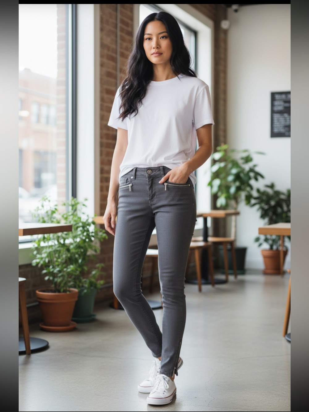 Michael Kors  Izzy Charcoal Grey Skinny Jeans R $120